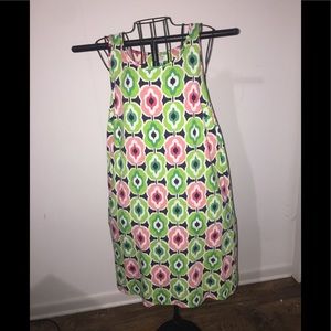 Crown&Ivy size medium geometric print‎ casual green pink coral stretch comfy